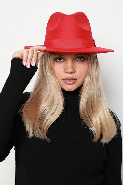 REMSA 1145 Modell Red Fedora Hat - Gomb részletes