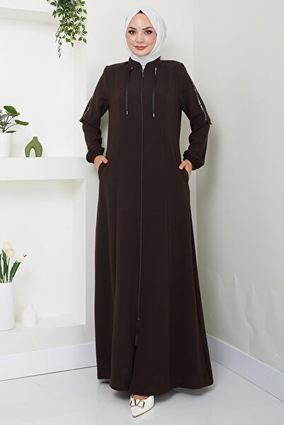 SENSTIL Şeritli Spor Ferace Kahverengi SS2483