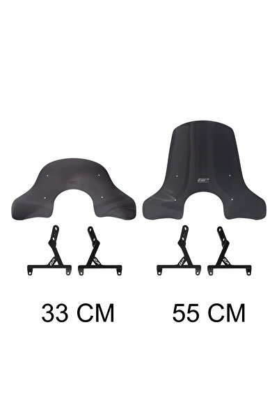 GP KOMPOZİT GP Kompozit SYM Fiddle 2024 Uyumlu Elcikli Ön Cam Füme 33 cm