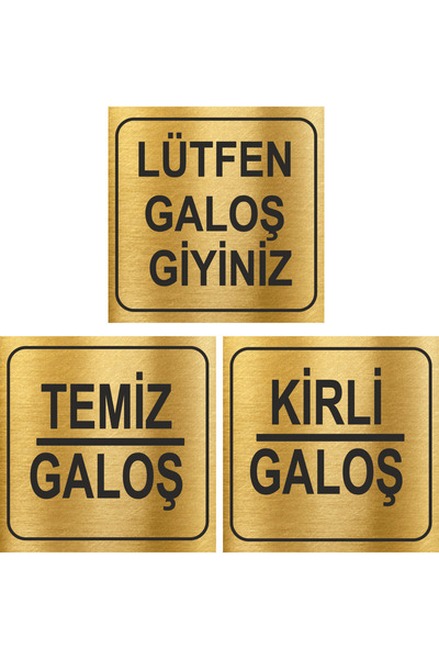 sıradışıhediyem Clean - Dirty Overshoes and Please Wear Overshoes Lettering Metal Set of 3 with Adhesive Back