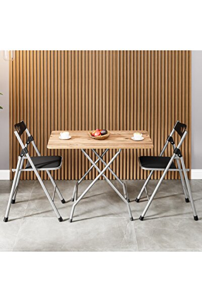 Güzelkan Katlanır Mutfak Masa ve 2 Adet Sandalye Takımı 50x80