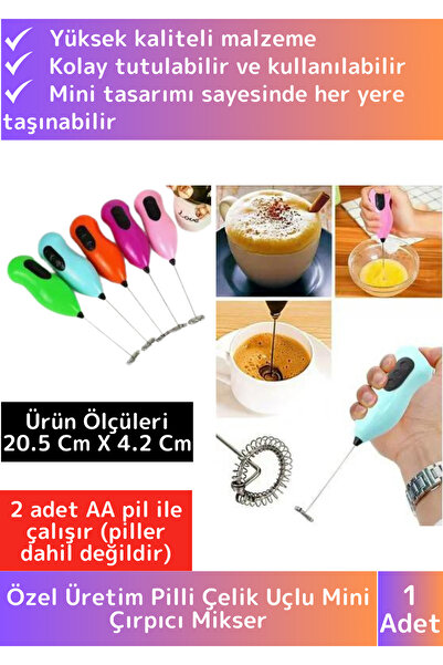 Wintoup Özel Çelik Uçlu Pilli Soğuk Kahve Süt Köpürtücü Sos Krema Mama Yumurt...