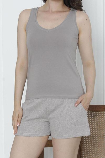 Nicoletta Γυναικείο Σετ Πυτζάμες Lycra Wide Strap - Pocket Camisole Shorts Mink