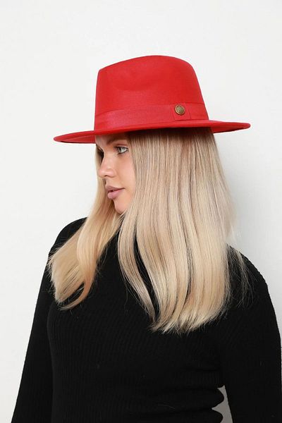 REMSA 1145 Modell Red Fedora Hat - Gomb részletes