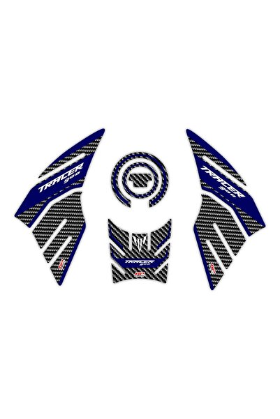 GP KOMPOZİT Yamaha MT-09 Tracer 2015-2020 Uyumlu Tank Pad Seti Mavi-Karbon
