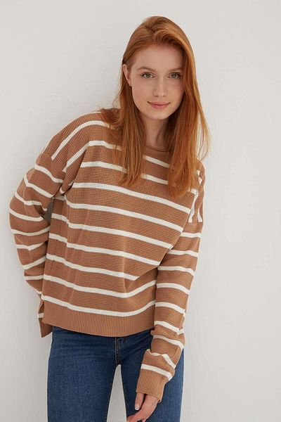 Fashion Friends Ριγέ πουλόβερ Camel