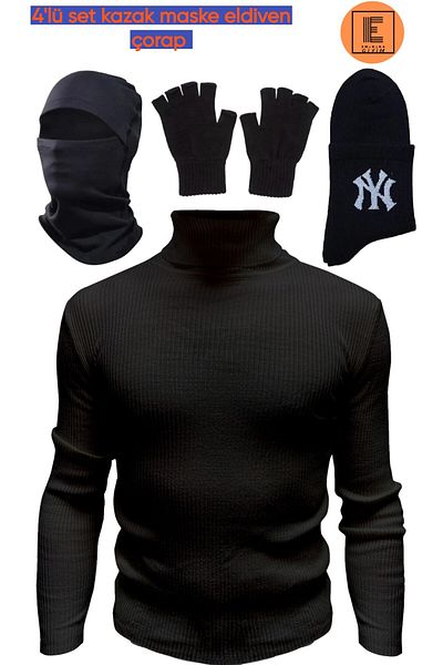 Alfa Cut Finger Men's Fingerless Gloves Sweater Mask Socks