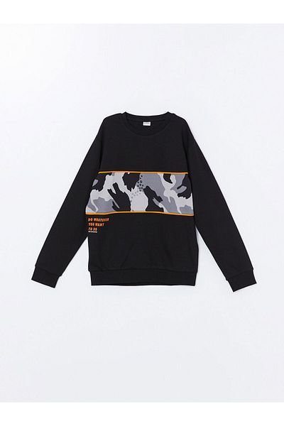 LC Waikiki Băiat - Tricou cu mânecă lungă cu decolteu și imprimeu