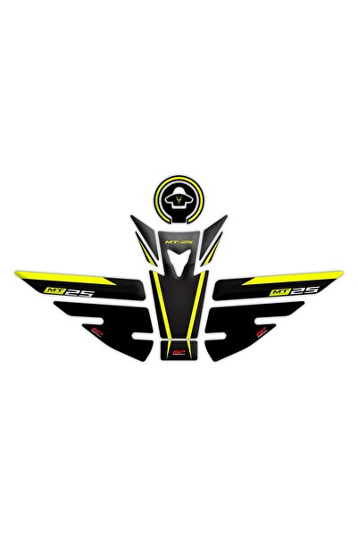 GP KOMPOZİT Yamaha MT-25 2015-2019 Uyumlu Tank Pad Seti Siyah-Sarı