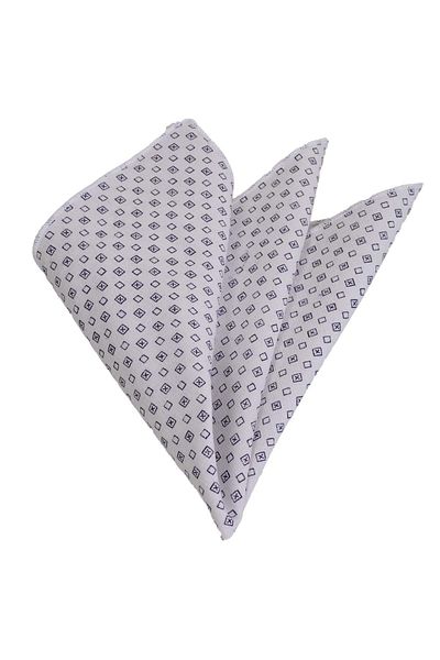 Exve Exclusive Batista de buzunar din bumbac cu model geometric albastru bleumarin pe alb