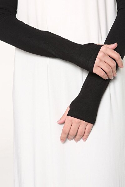 İmpavido elif nisa  Kadın Tesettür Parmak Gecmeli Kolluk Siyah