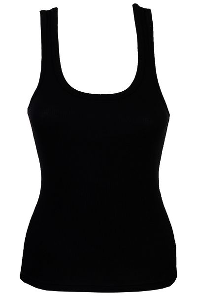 Nicoletta Women's Ribbed Tank Top - Thick Strap, BlackBasicCamisole