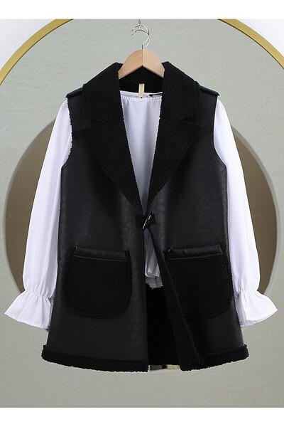 HİJABAYA İçi Kuzu Peluş Çift Cepli Yelek