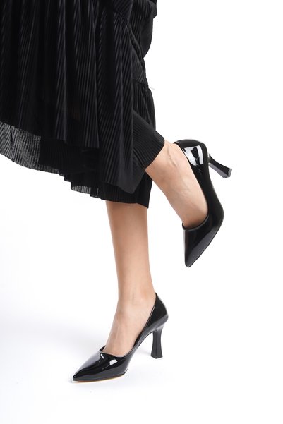 LuisPerry Women's High Heels High Heels Black Patent Leather Stiletto Comfortable Stylish Work Shoes Black Patent Leather 9cm