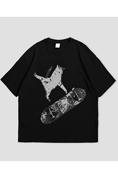 SVART WEAR S K A T E R C A T - Tricou oversize