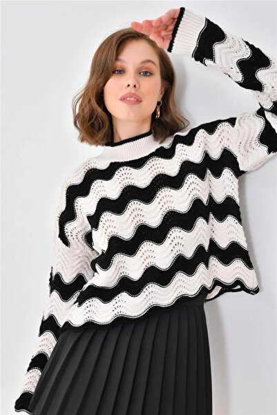 Fashion Friends Διάτρητο πουλόβερ μαύρο