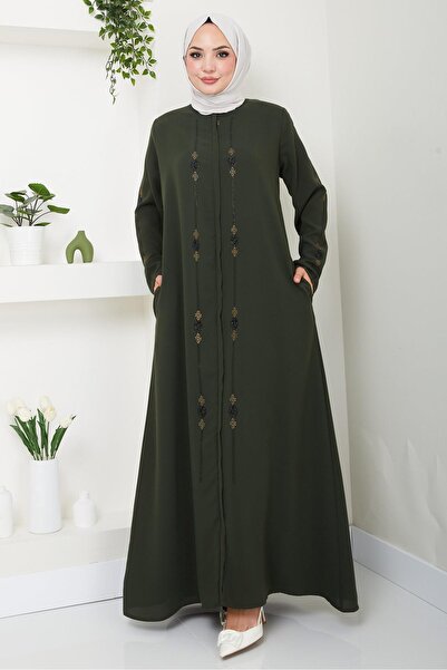 SENSTIL Ferace cu piatră de culoare kaki - SS2480