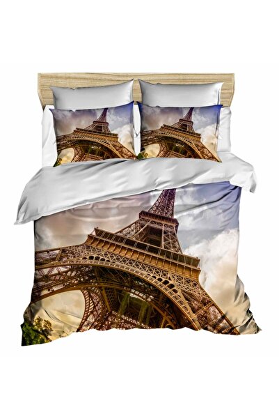 Fabeteks Eiffel Tower Scenery 3D Digital Double Duvet Cover Set
