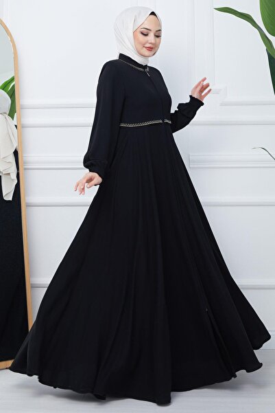 SENSTIL Nakışlı Mevlana Ferace Siyah SS2359