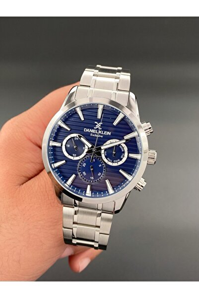 Daniel Klein Erkek Kol Saati Çelik kordon 3 ATM Su Geçirmez Lacivert Gümüş Re...