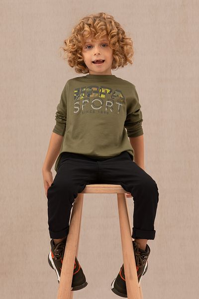 U.S. Polo Assn. Hanorac kaki pentru copii - decolteu, 50270740 -VR027