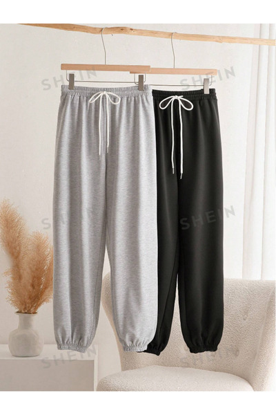 yx yustex sport Σετ 2 τεμαχίων Μαύρο-Γκρι Φούτερ με ελαστικά μανίκια και πόδια