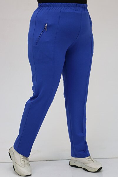 Eslina 49514 Великий розмір Спортивні штани з блискавкою та кишенями - Saks