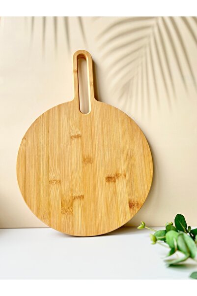 Mottogo Round Bamboo Cutting Board with Handle - 40X28 cm