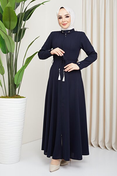 SENSTIL فستان مولودان مطوي باللون الأزرق الداكن SS2057