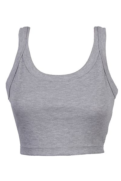 Nicoletta Women's CorduroyCropTank Top - Thick Strap, No Pads, Gray