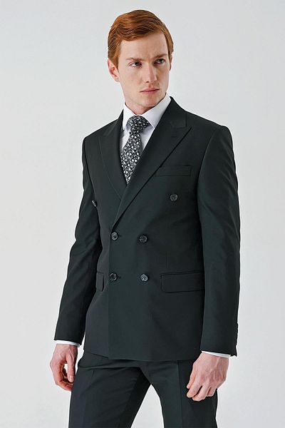 İmza Flexible Slim Fit Black Suit - Sword Collar, Full Lining, 6 Drops 1001245172