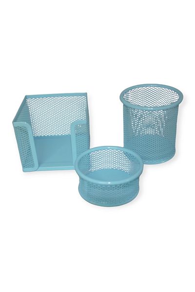 Linea Perforated Table Set Metal Mesh Sky Blue (Triple)