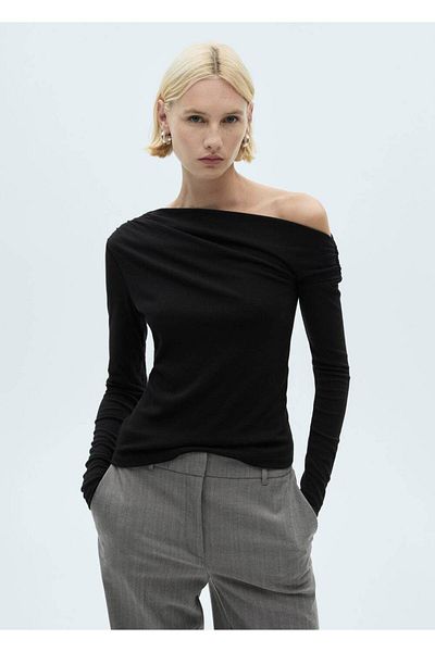 MANGO Woman Drape Asymmetrical T-Shirt