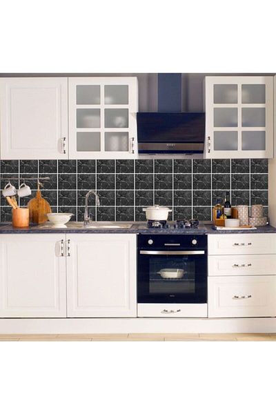 Bigaimaj Model de plăci negre - 60cmx100cm Folie pentru blat de bucătărie
