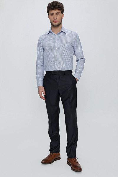 İmza Navy Blue Straight Gabardine Slim Fit Basic Trousers 1003245013