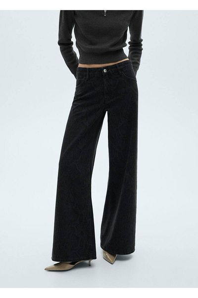 MANGO Woman Snake Skin Look Jean Trousers