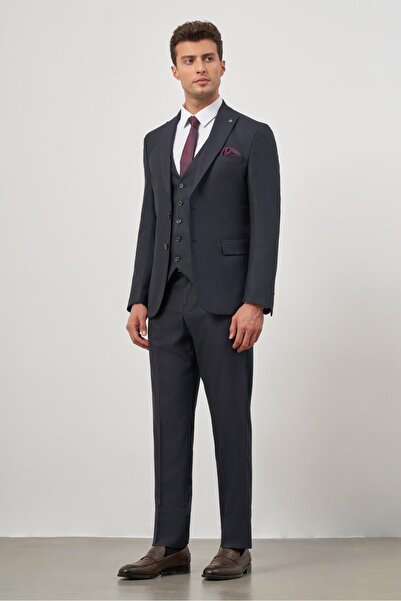 İmza Dark Navy Sword Collar Vest 6 Drop Slim Fit Classic Suit 1001245153