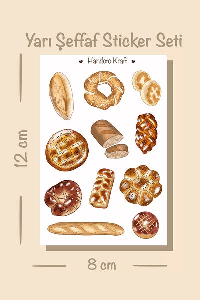 Handeto Kraft مجموعة ملصقات خبز شبه شفافة مقاس 8 × 12 سم - مجلة رصاصة، سجل قصاصات، ملصقات مجمعة