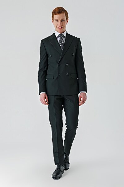 İmza Flexible Slim Fit Black Suit - Sword Collar, Full Lining, 6 Drops 1001245172