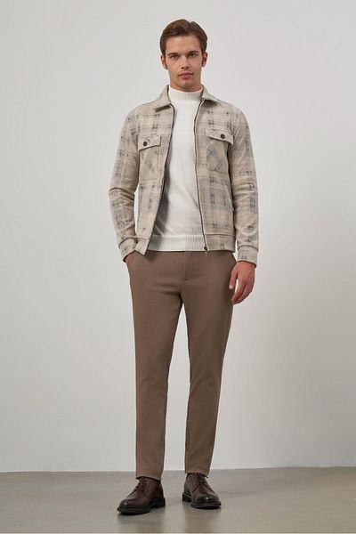 İmza Μπεζ Slim Fit Classic Coat - Βρεφικός γιακάς, Αυτοσχεδιασμένος, Χωρίς σχισμή και χωρίς επένδυση 1007245157