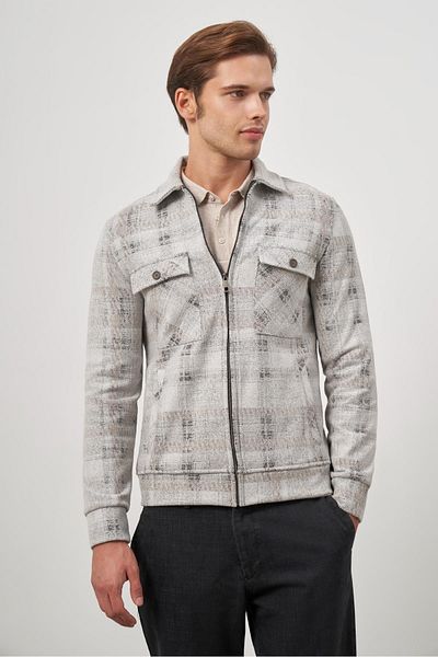İmza Stone Color Slim Fit Classic Coat - Βρεφικός γιακάς, με σχέδιο και χωρίς σχισμή, χωρίς επένδυση 1007245157