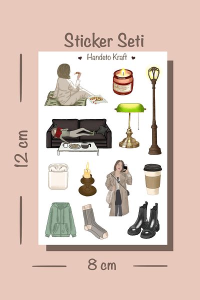 Handeto Kraft مجموعة ملصقات مريحة مقاس 8 × 12 سم - ملصق لمجلة رصاصة وسجل القصاصات والكولاج وملصقات الخريف
