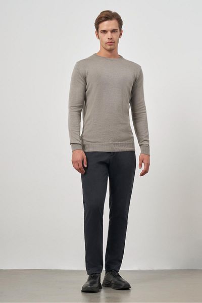 İmza Gray Long Sleeve Plain Knitted Crew Neck Classic Comfort Fit Knitwear 1012245006