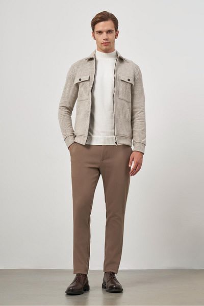 İmza Μπεζ Slim Fit Classic Coat - Βρεφικός γιακάς, Αυτοσχεδιασμένος, Χωρίς σχισμή και χωρίς επένδυση 1007245158