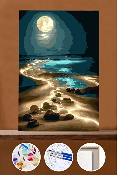 Pastelya Sayılarla Boyama Seti Çerçeveli Kasnaklı Ay Yolu 40 x 50 cm