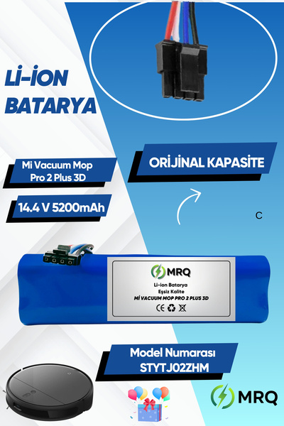MRQ Xiaomi Mi Vacuum Mop Pro 2 Plus 3D Robot Süpürge Bataryası (Orijinal Kapa...