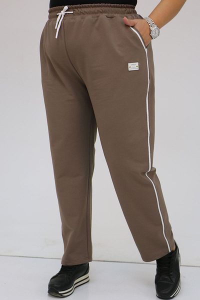 Eslina 49512 Plus Size Mink Sweatpants - Ribbed Piping, Two Strands