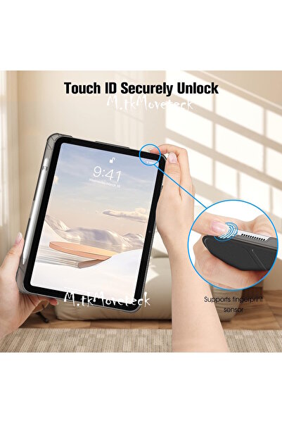 m.tk moveteck iPad Air 11 M2/M3 متوافق مع قلم ذكي مقفل مع وضع النوم وحامل قابل للطي