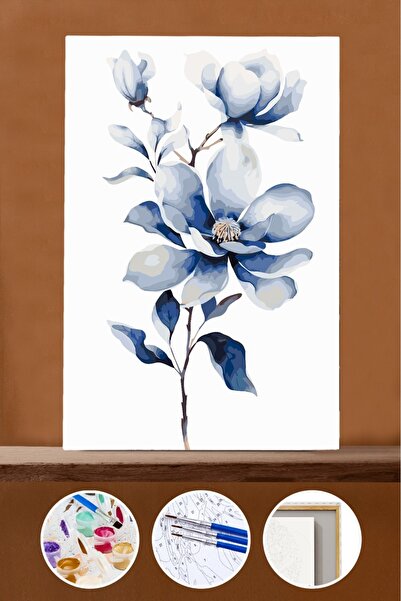 Pastelya Sayılarla Boyama Seti Çerçeveli Kasnaklı Ruh Çiçeği 50 x 65 cm