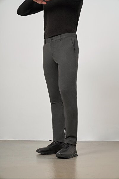 İmza Dark Anthracite Stretchy Side Pocket Casual Slim Fit Chino Pants 1003245105